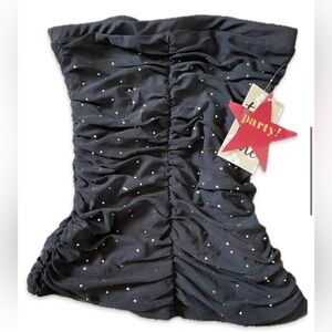 NWT Y2K Black tube top w/ rhinestones